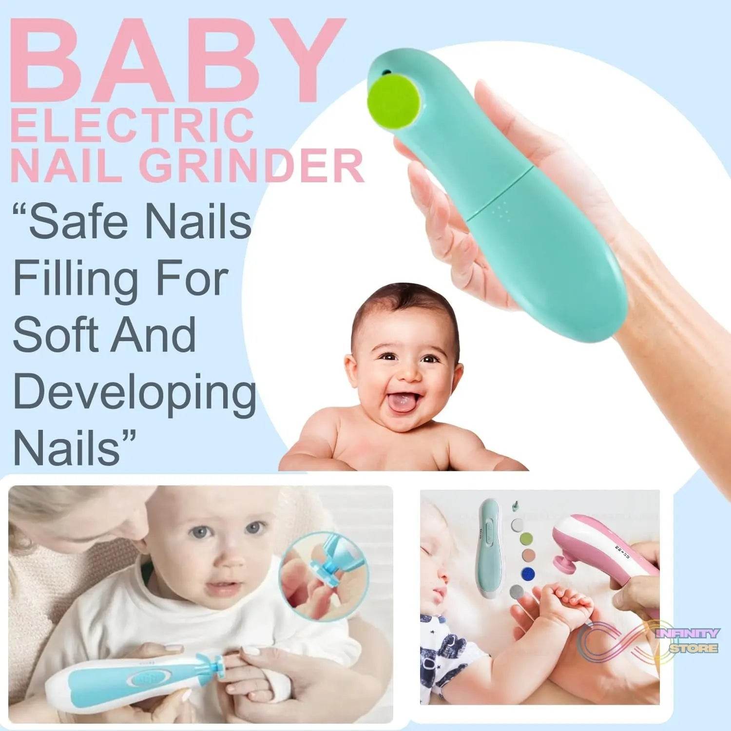 Baby Nail Trimmer / Clippers | 6 Grinding Head (Multi Color / 1 Pc / Battery not included) - infinityexculsivestore.com