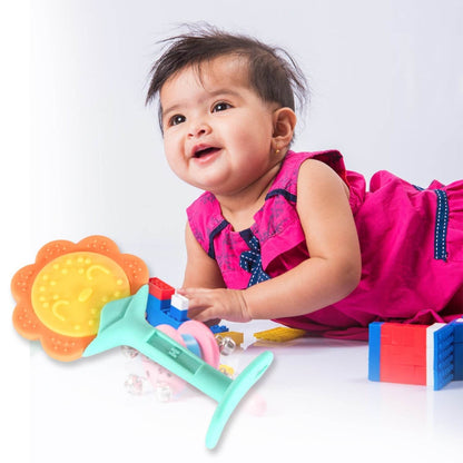 Baby Silicone Teether, Fruit Teether for Toddlers,100% Food Grade Silicone Teether, Non-Toxic & Latex Free Suitable for Kids Above 3 Months Sunflower, Moon Shape(1 Pc) - infinityexculsivestore.com