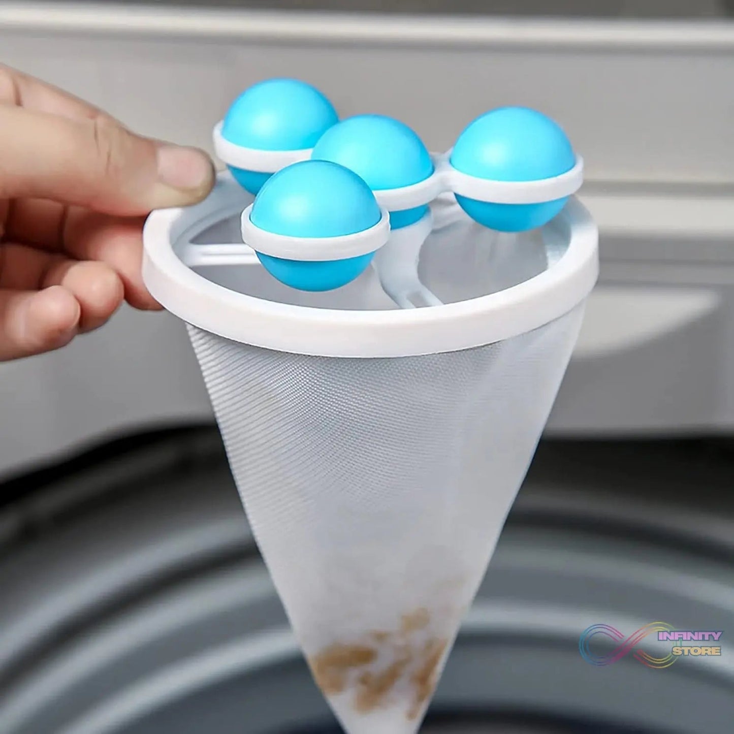 Laundry Ball Floating Pet Fur Lint Hair Catcher Household Reusable Washing Machine Floating Lint Mesh Bag Hair Filter Net Pouch Washing Lint Hair Remover Net, Mesh Bag Dryer (1 Pc) - infinityexculsivestore.com