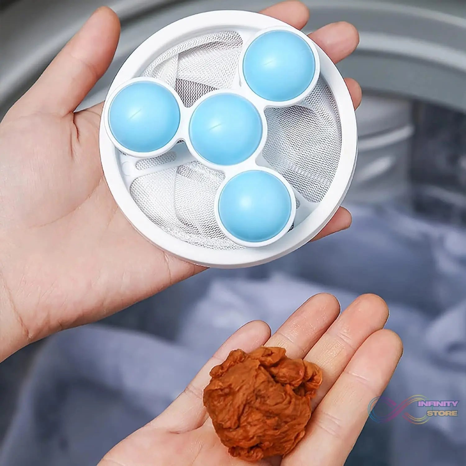 Laundry Ball Floating Pet Fur Lint Hair Catcher Household Reusable Washing Machine Floating Lint Mesh Bag Hair Filter Net Pouch Washing Lint Hair Remover Net, Mesh Bag Dryer (1 Pc) - infinityexculsivestore.com