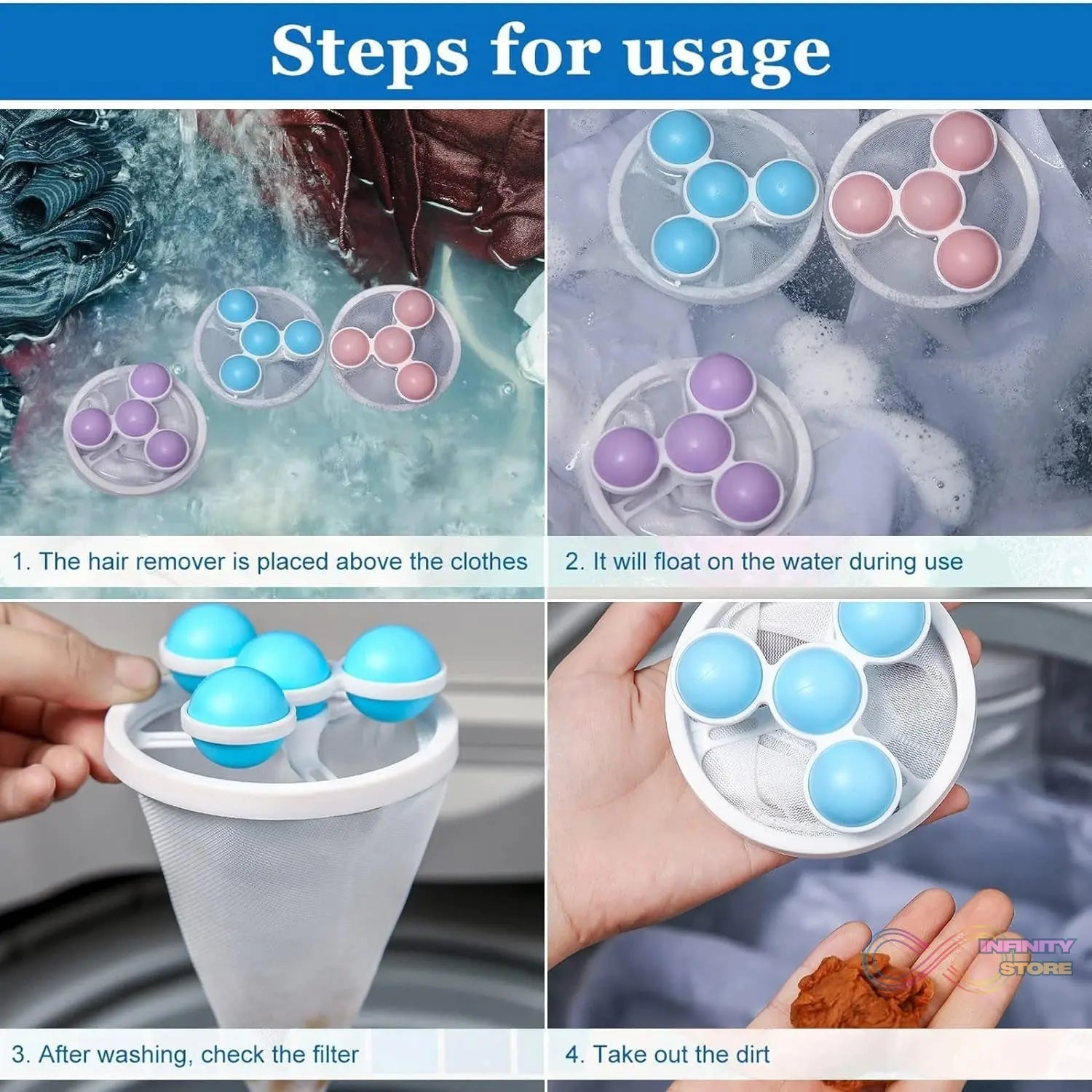 Laundry Ball Floating Pet Fur Lint Hair Catcher Household Reusable Washing Machine Floating Lint Mesh Bag Hair Filter Net Pouch Washing Lint Hair Remover Net, Mesh Bag Dryer (1 Pc) - infinityexculsivestore.com