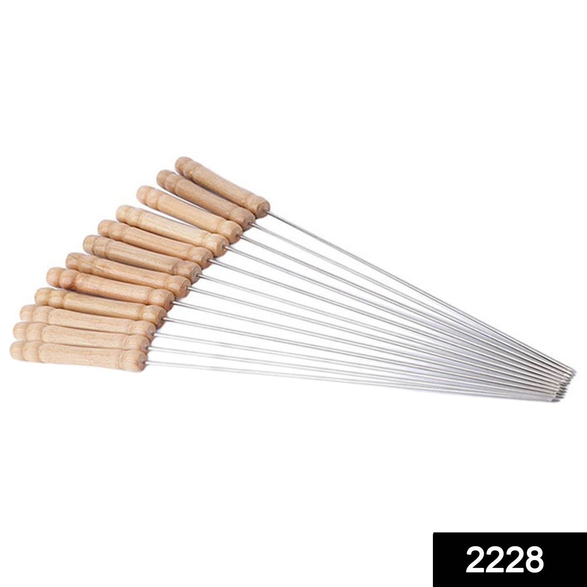 Barbecue Skewers for BBQ Tandoor and Gril with Wooden Handle - Pack of 12 - infinityexculsivestore.com