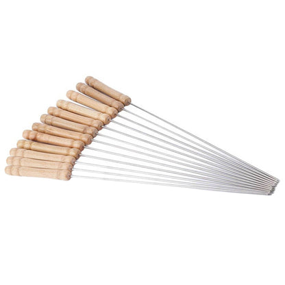 Barbecue Skewers for BBQ Tandoor and Gril with Wooden Handle - Pack of 12 - infinityexculsivestore.com