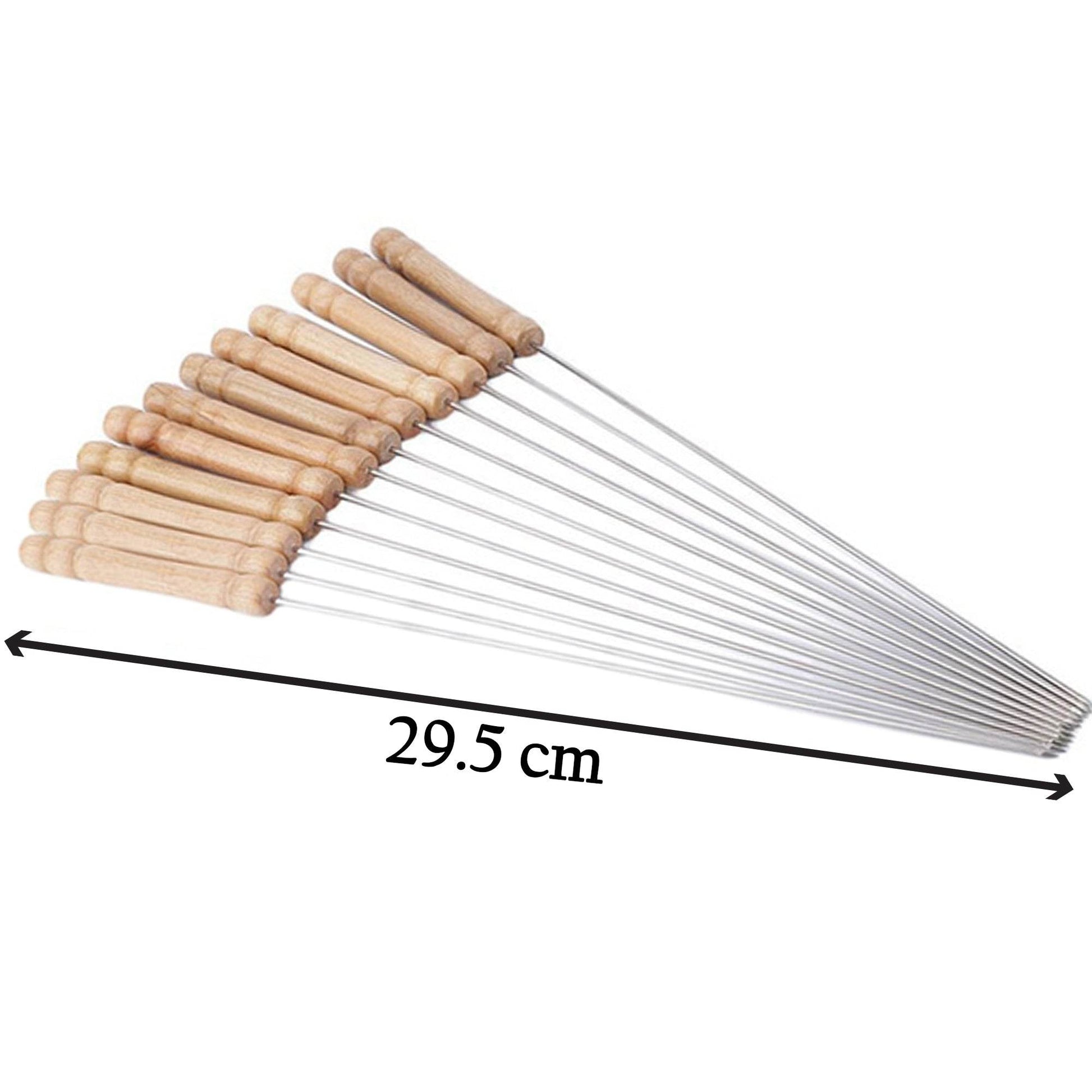 Barbecue Skewers for BBQ Tandoor and Gril with Wooden Handle - Pack of 12 - infinityexculsivestore.com