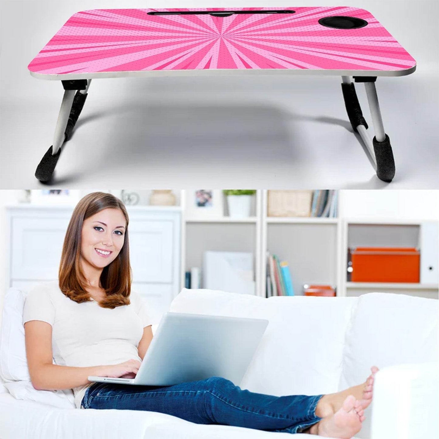 Barbie Design Foldable Study & Laptop Table for Children with Tablet Slot & Cup Holder - infinityexculsivestore.com