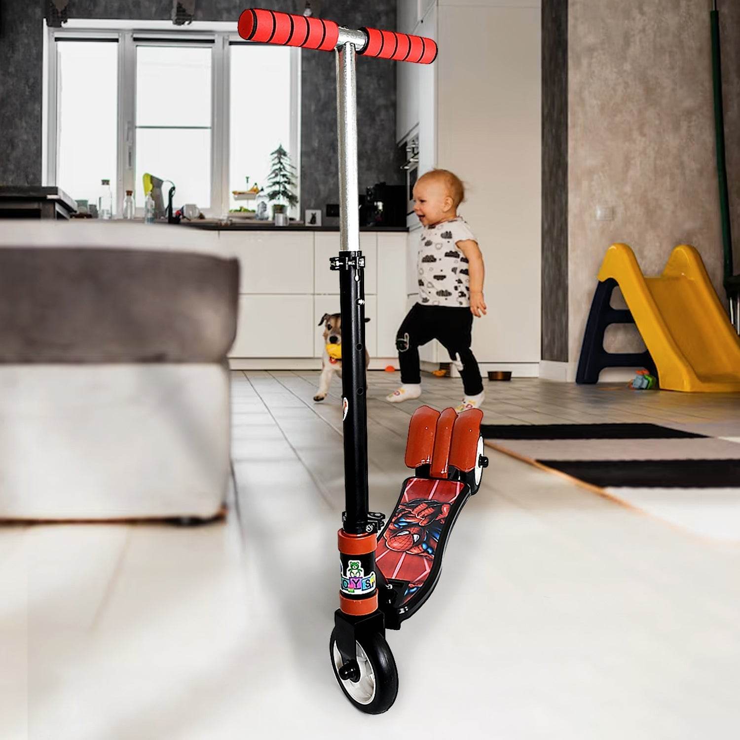 Basic Kids Ride On Leg Push Scooter for Boys and Girls (4 - 8 Years Old Kids) Foldable Scooter Cycle with Height Adjustment for Boys and Girls Multicolor (1 Pc / 3 Wheel)  - infinityexculsivestore.com