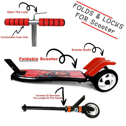 Basic Kids Ride On Leg Push Scooter for Boys and Girls (4 - 8 Years Old Kids) Foldable Scooter Cycle with Height Adjustment for Boys and Girls Multicolor (1 Pc / 3 Wheel)  - infinityexculsivestore.com
