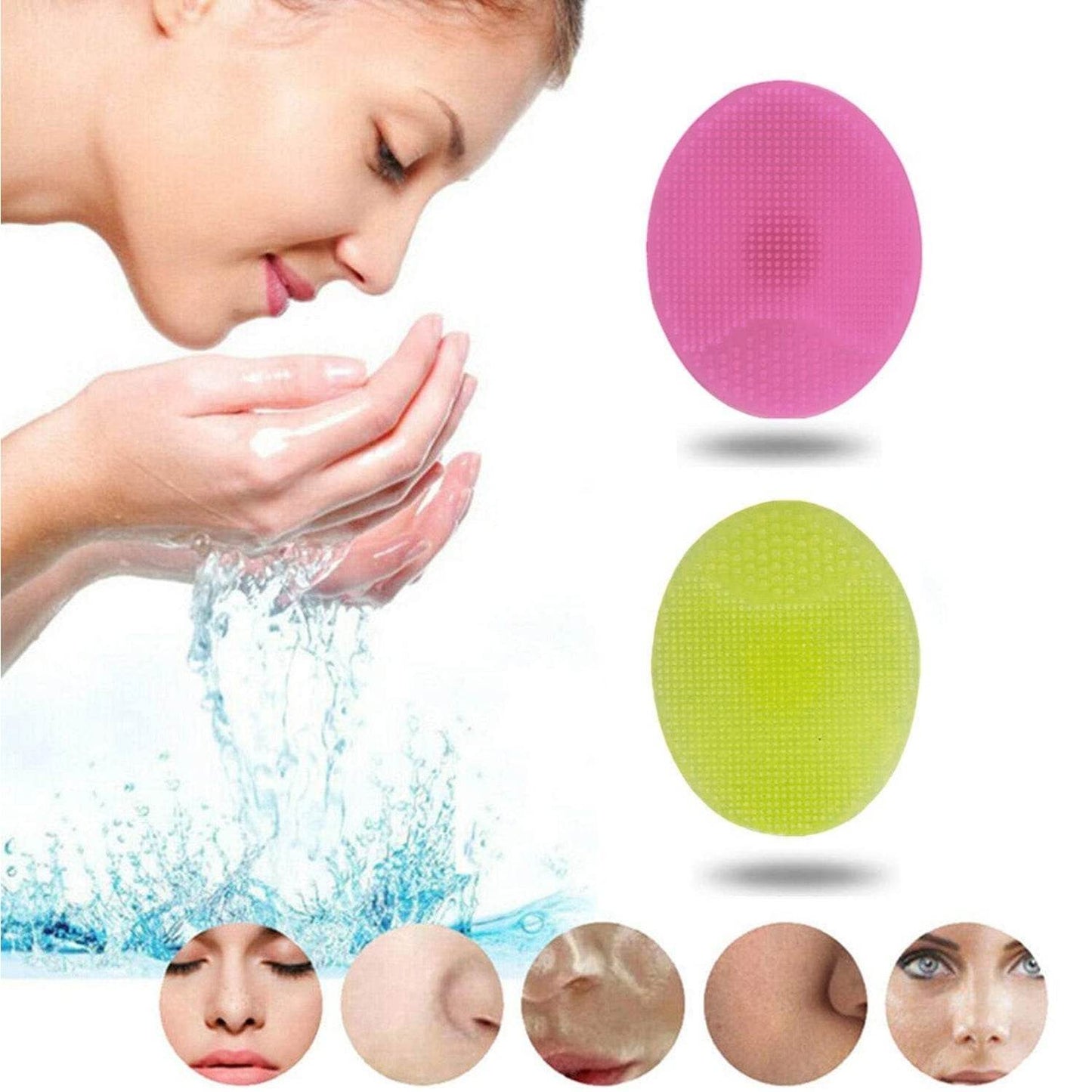 Bath & Facial Cleansing Brush, Soft Silicone Face Scrubber (2 Pc Set) - infinityexculsivestore.com