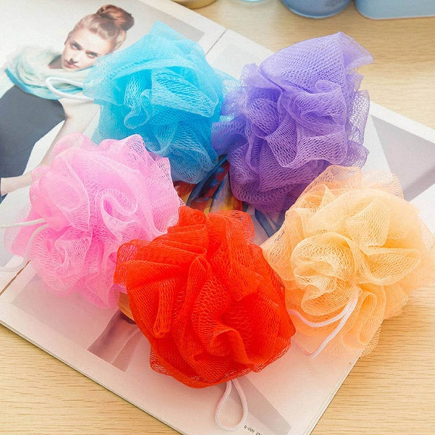 Bath Shower Loofah Sponge Pouf Body Scrubber (Pack of 6Pcs) - infinityexculsivestore.com