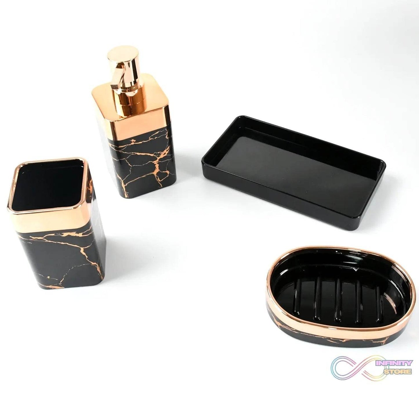 Bathroom Accessories Set, Bathroom Decor with 1 Soap Dispenser, 1 Tumbler, 1 Tray, 1 Soap Dish for Bathroom, Kitchen, Office, Gift for Women and Men (4 pcs set) - infinityexculsivestore.com