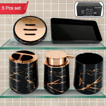 Bathroom Accessory Set Bathroom Decor Premium Quality (5 PCS) 1 X Tumbler,1 X Dispenser,1 X Toothbrush Holder, 1 X Soap Dish & 1 X Tray - infinityexculsivestore.com