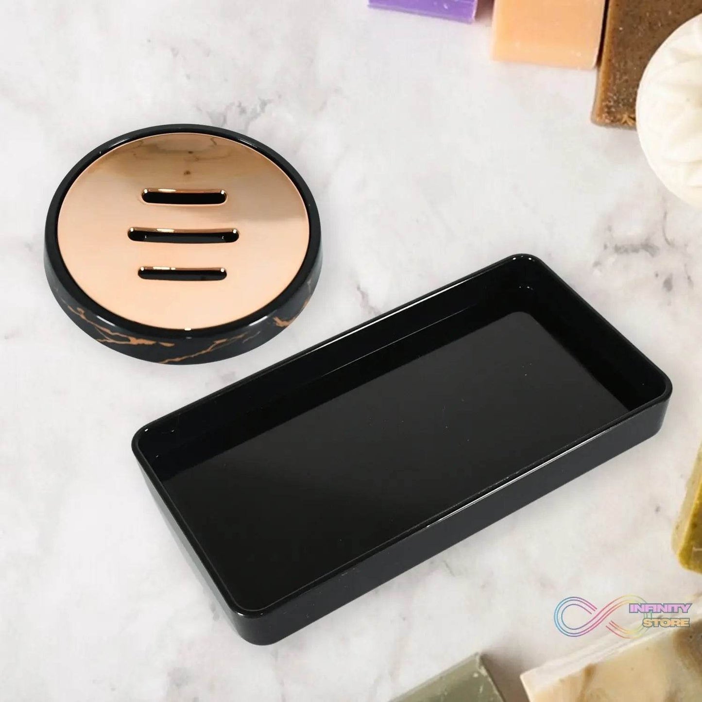 Bathroom Accessory Set Bathroom Decor Premium Quality (5 PCS) 1 X Tumbler,1 X Dispenser,1 X Toothbrush Holder, 1 X Soap Dish & 1 X Tray - infinityexculsivestore.com