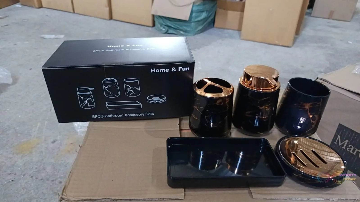 Bathroom Accessory Set Bathroom Decor Premium Quality (5 PCS) 1 X Tumbler,1 X Dispenser,1 X Toothbrush Holder, 1 X Soap Dish & 1 X Tray - infinityexculsivestore.com