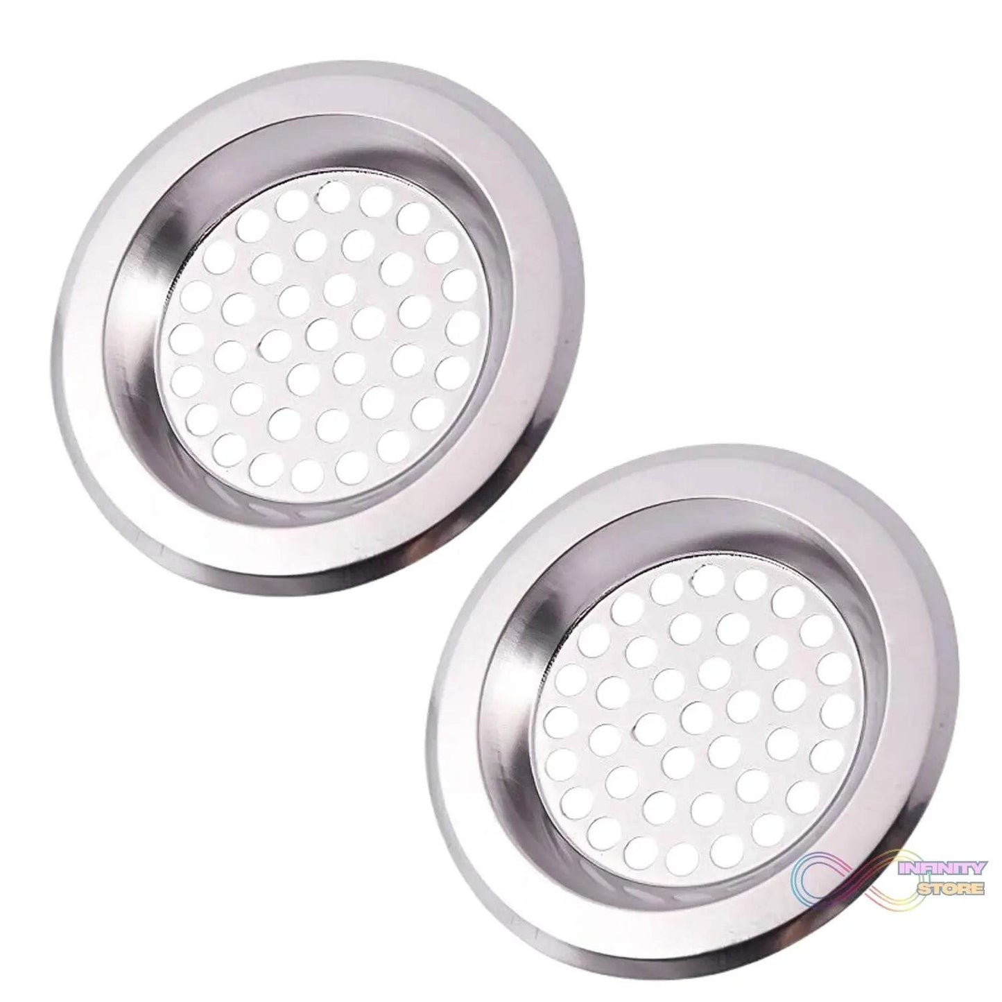 Bathroom Kitchen Stainless Steel Basin Sink Drain Strainer (2 Pc Set) - infinityexculsivestore.com
