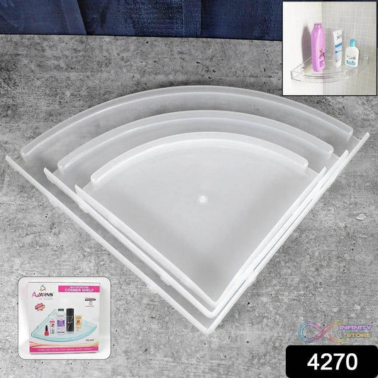Bathroom Plastic Corner Shelf Rack Set for Wall Number of Shelves (3 Pcs Set) - infinityexculsivestore.com