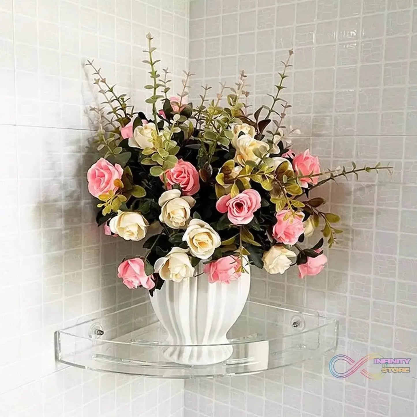 Bathroom Plastic Corner Shelf Rack Set for Wall Number of Shelves (3 Pcs Set) - infinityexculsivestore.com