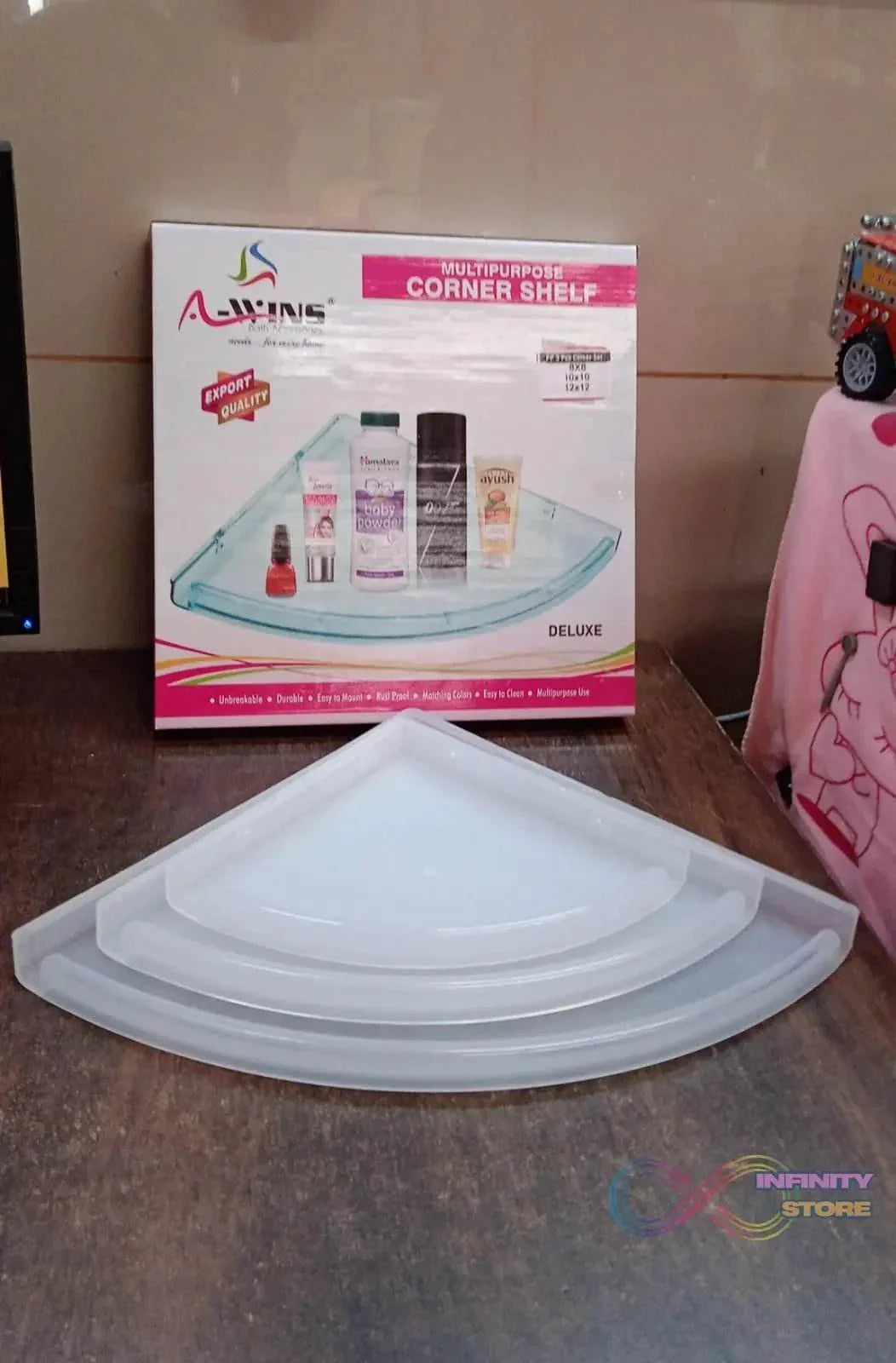 Bathroom Plastic Corner Shelf Rack Set for Wall Number of Shelves (3 Pcs Set) - infinityexculsivestore.com