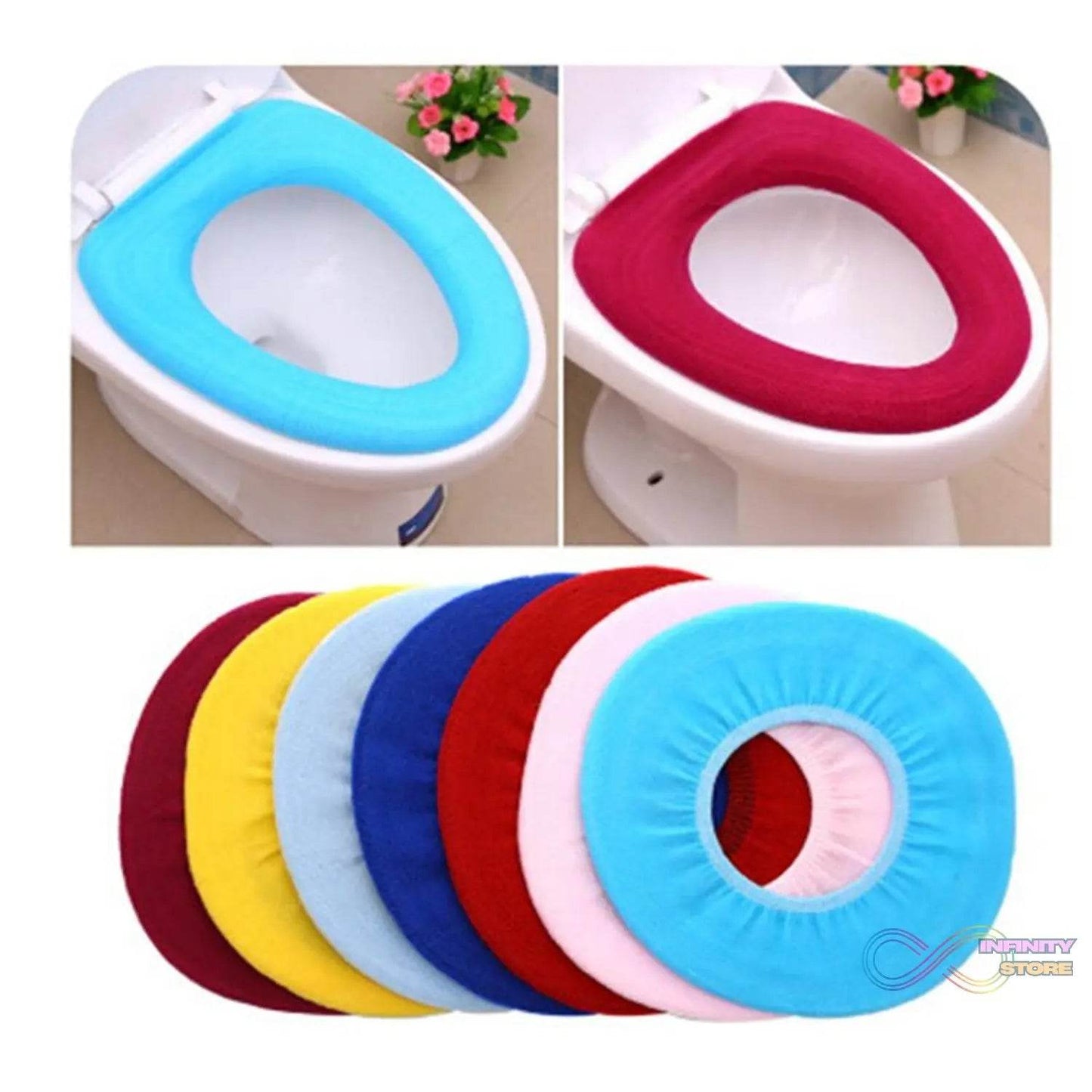 Bathroom Soft Thicker Warmer Stretchable Washable Cloth Toilet Seat Cover (1pc) - infinityexculsivestore.com