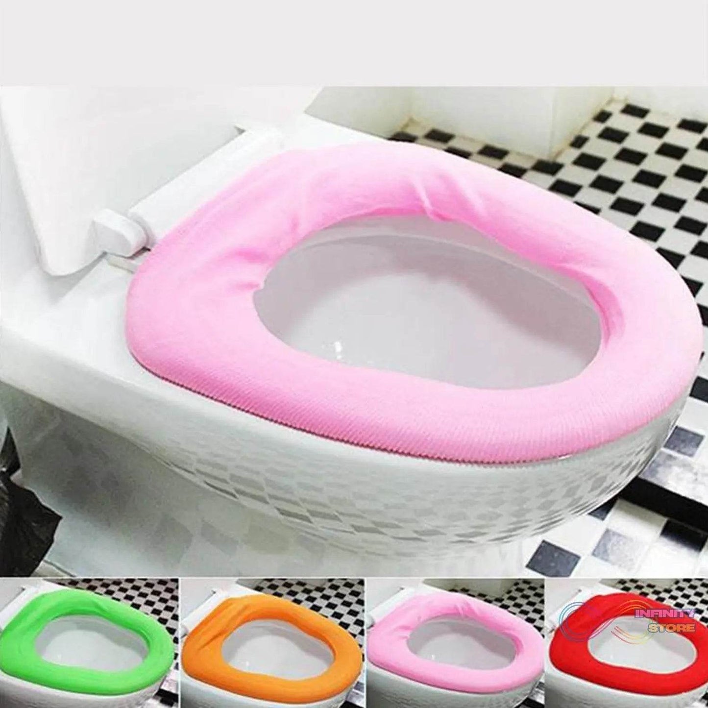 Bathroom Soft Thicker Warmer Stretchable Washable Cloth Toilet Seat Cover (1pc) - infinityexculsivestore.com