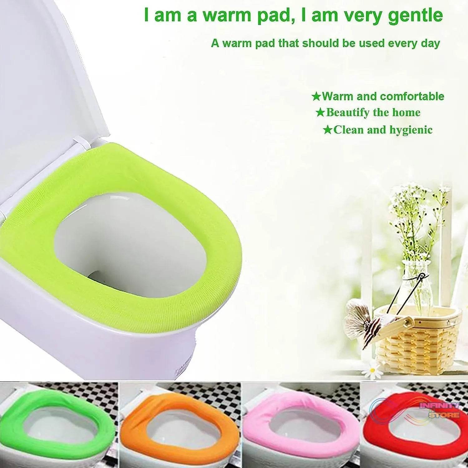 Bathroom Soft Thicker Warmer Stretchable Washable Cloth Toilet Seat Cover (1pc) - infinityexculsivestore.com