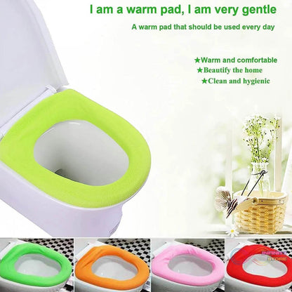 Bathroom Soft Thicker Warmer Stretchable Washable Cloth Toilet Seat Cover (1pc) - infinityexculsivestore.com