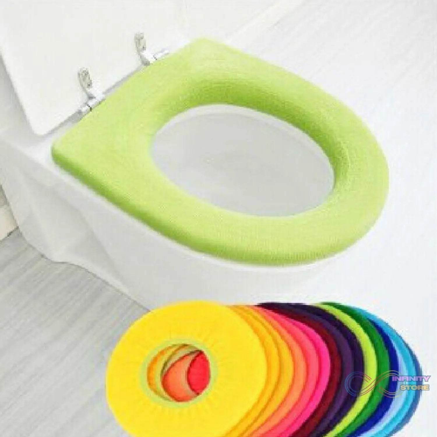 Bathroom Soft Thicker Warmer Stretchable Washable Cloth Toilet Seat Cover (1pc) - infinityexculsivestore.com
