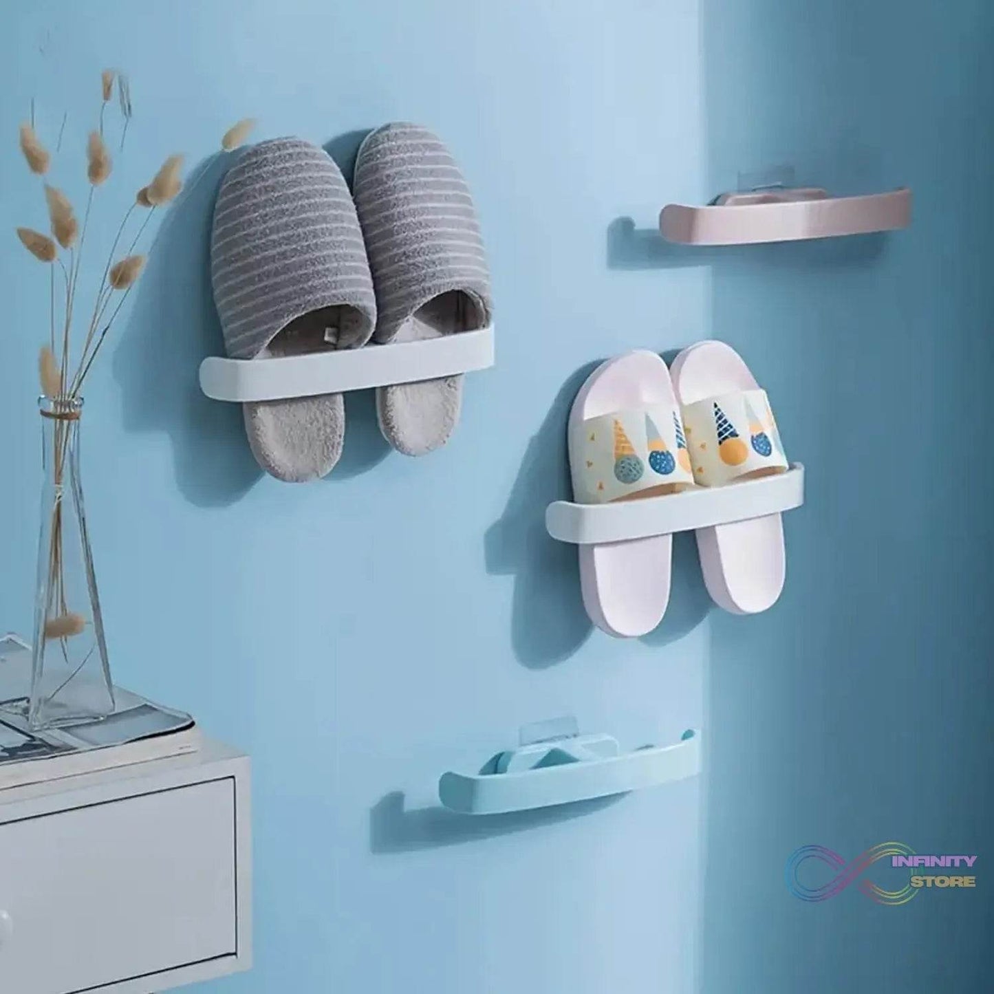 Bathroom Towel Slipper Hanging Rack Self Adhesive Wall Mounted (1 Pc) - infinityexculsivestore.com