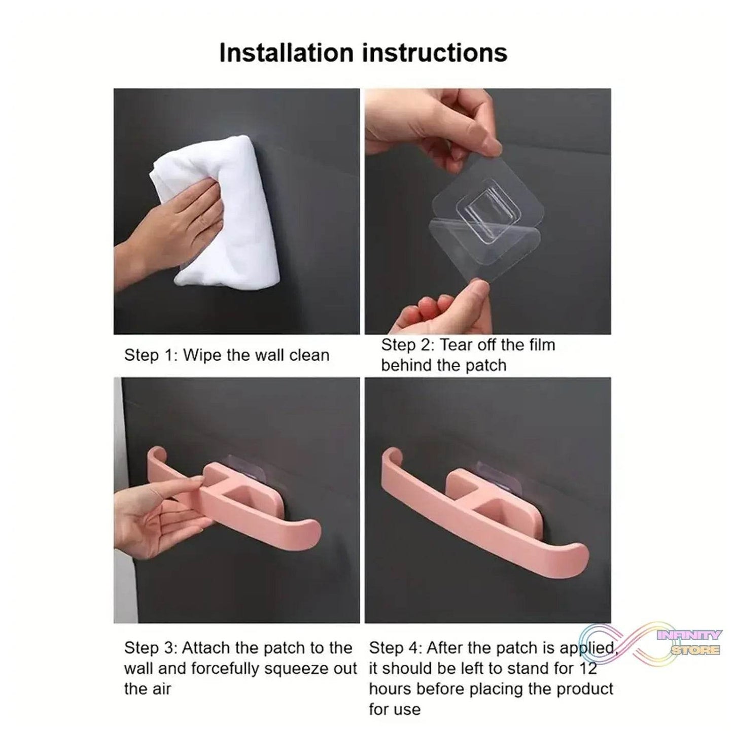 Bathroom Towel Slipper Hanging Rack Self Adhesive Wall Mounted (1 Pc) - infinityexculsivestore.com