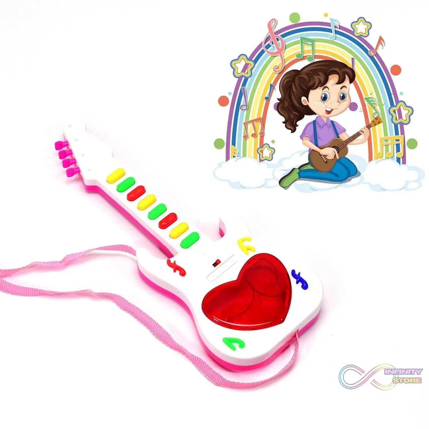 Battery Operated Musical Instruments Mini Guitar Toys and Light for 3+Years Old Kids. - infinityexculsivestore.com