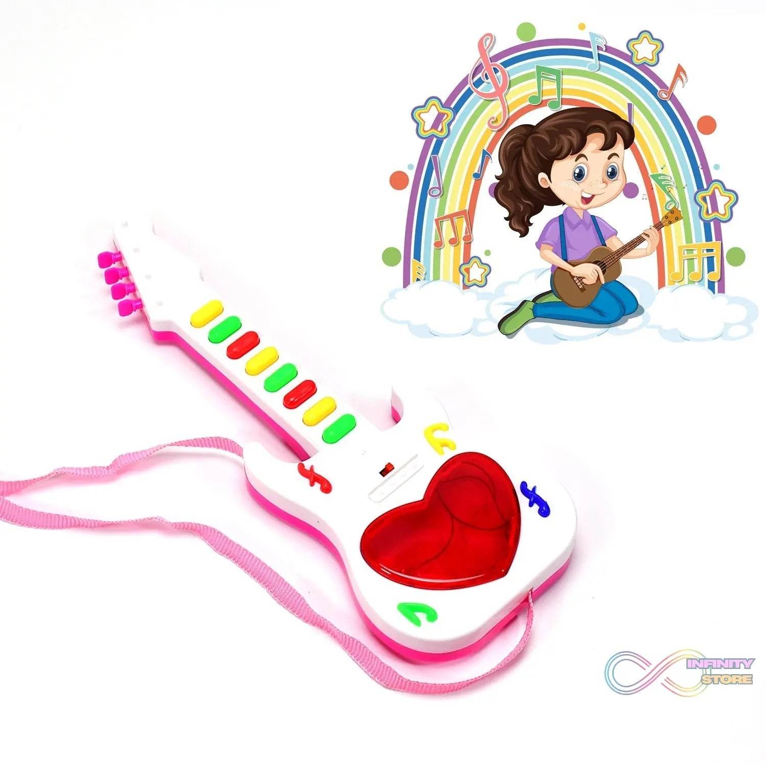 Battery Operated Musical Instruments Mini Guitar Toys and Light for 3+Years Old Kids. - infinityexculsivestore.com