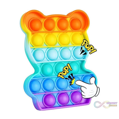 Bear Pop It Fidget Toys Stress Relief Rainbow Toy ( 1 pcs ) - infinityexculsivestore.com