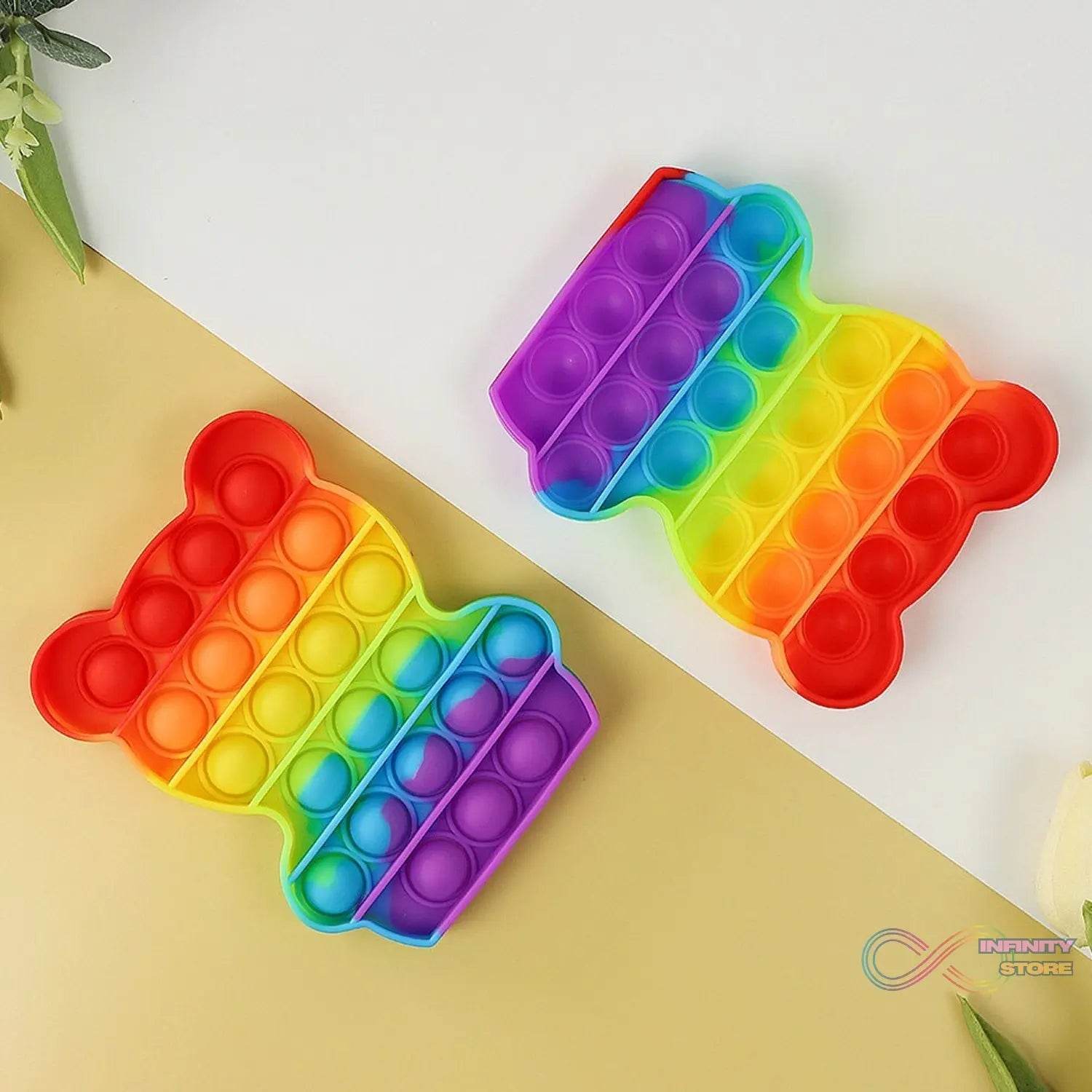 Bear Pop It Fidget Toys Stress Relief Rainbow Toy ( 1 pcs ) - infinityexculsivestore.com