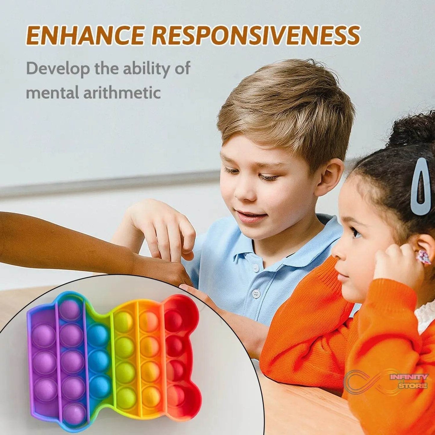 Bear Pop It Fidget Toys Stress Relief Rainbow Toy ( 1 pcs ) - infinityexculsivestore.com