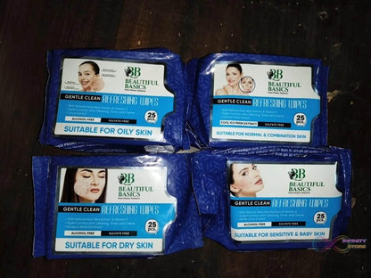 Beautiful Basics Dry, Oily, Sensitive & Normal Skin Face Wipes (4 Pkts x 100 Pcs wipes) - infinityexculsivestore.com