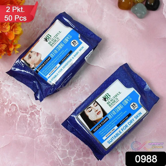 Beautiful Basics Dry & Sensitive Skin Face Wipes (2 Pkts x 50 Pcs Wipes) - infinityexculsivestore.com