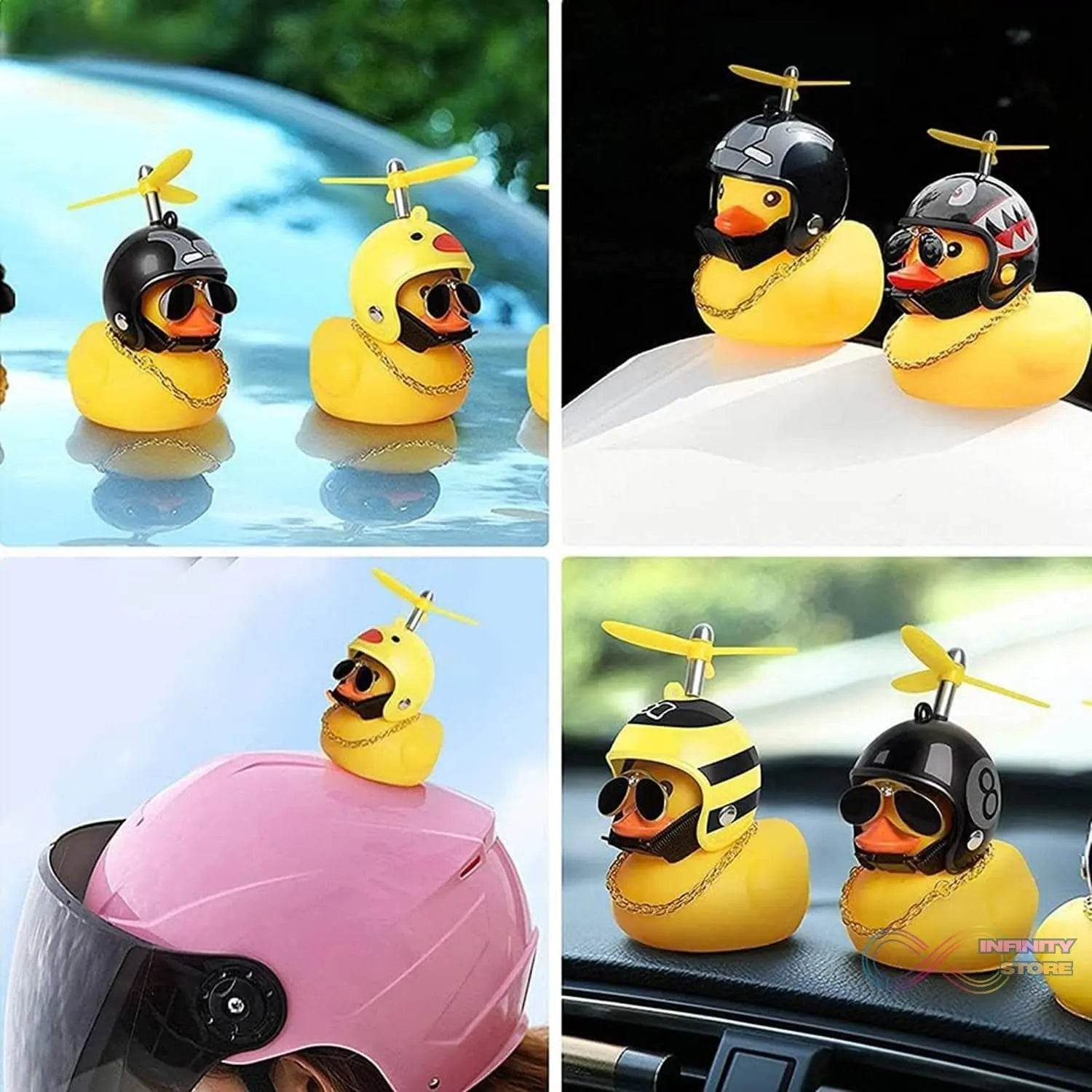 Beautiful Duck Car Ornaments Duck Bicycle Bell with Propeller Helmet (1 Pc / Mix Design) - infinityexculsivestore.com