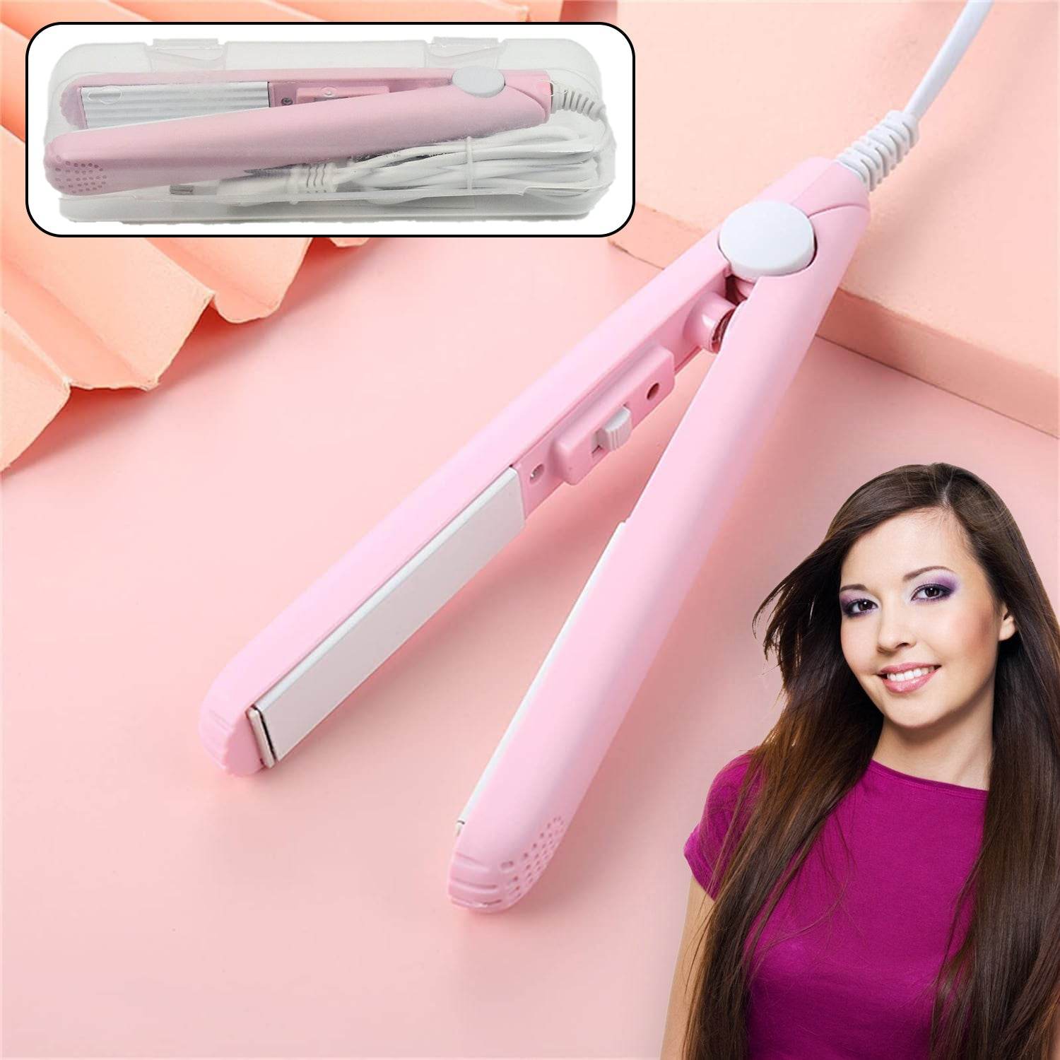 Beauty and Personal Care Professional Ceramic Plate Mini Hair Styler Straightener and Curler - infinityexculsivestore.com
