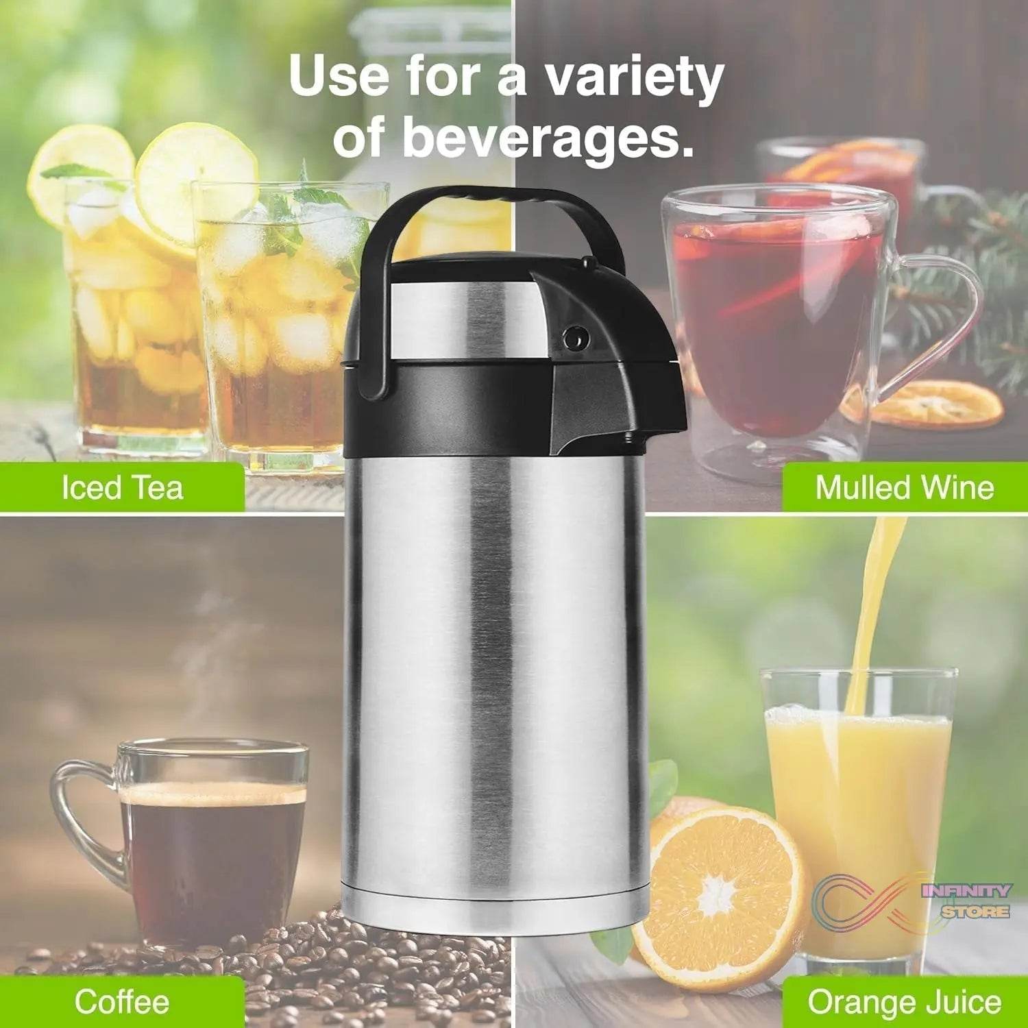 Beverage Dispenser Stainless Steel for Serving Tea and Coffee, Thermos steel (2500 ML) - infinityexculsivestore.com