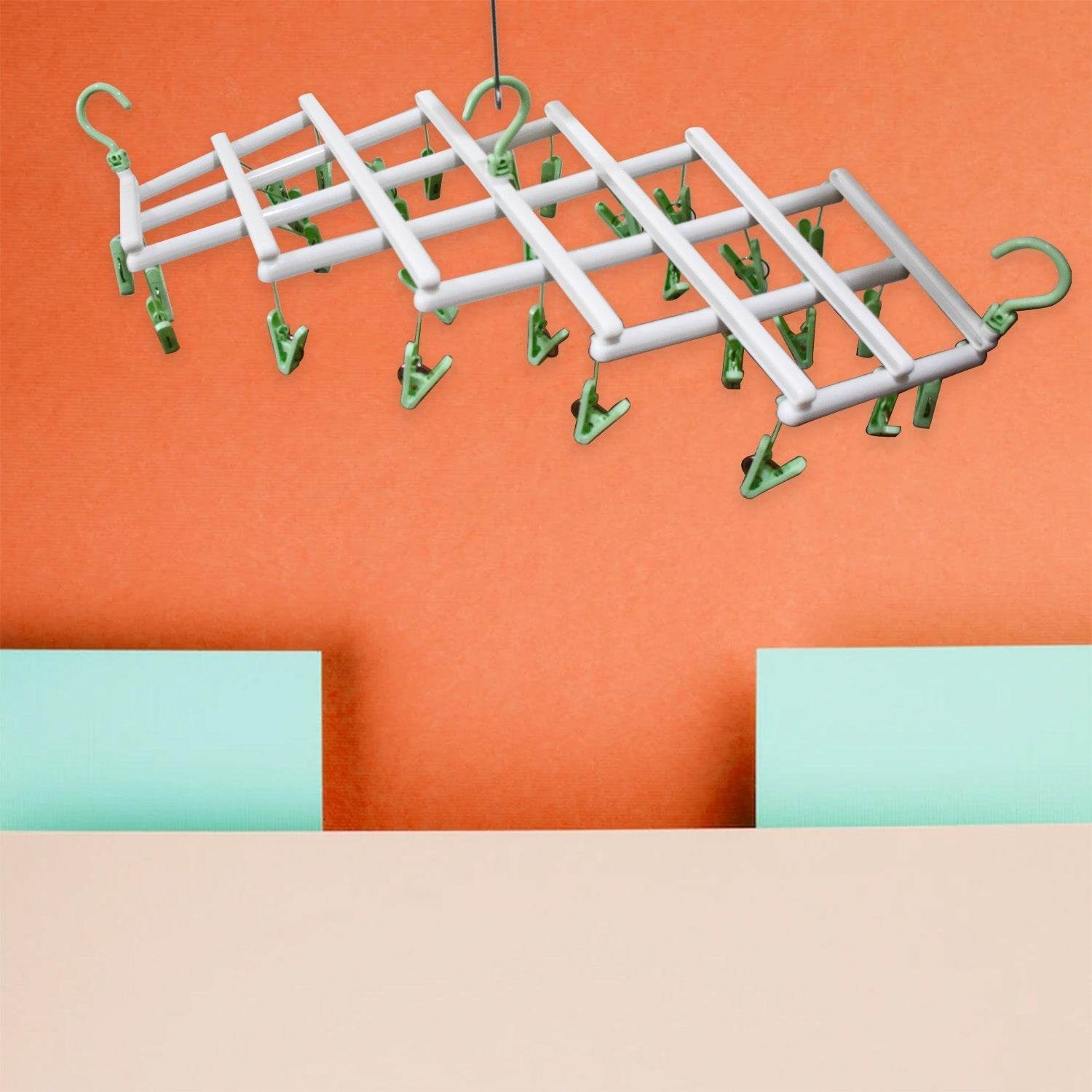 Big Adjustable Clothes Hanger, Windproof Tumble Dryer, Extendable, Socks Washing Liner, Plastic Drying Rack, Sock Hanger, Foldable Hanger, Underwear Dryer with 29 Clips - infinityexculsivestore.com