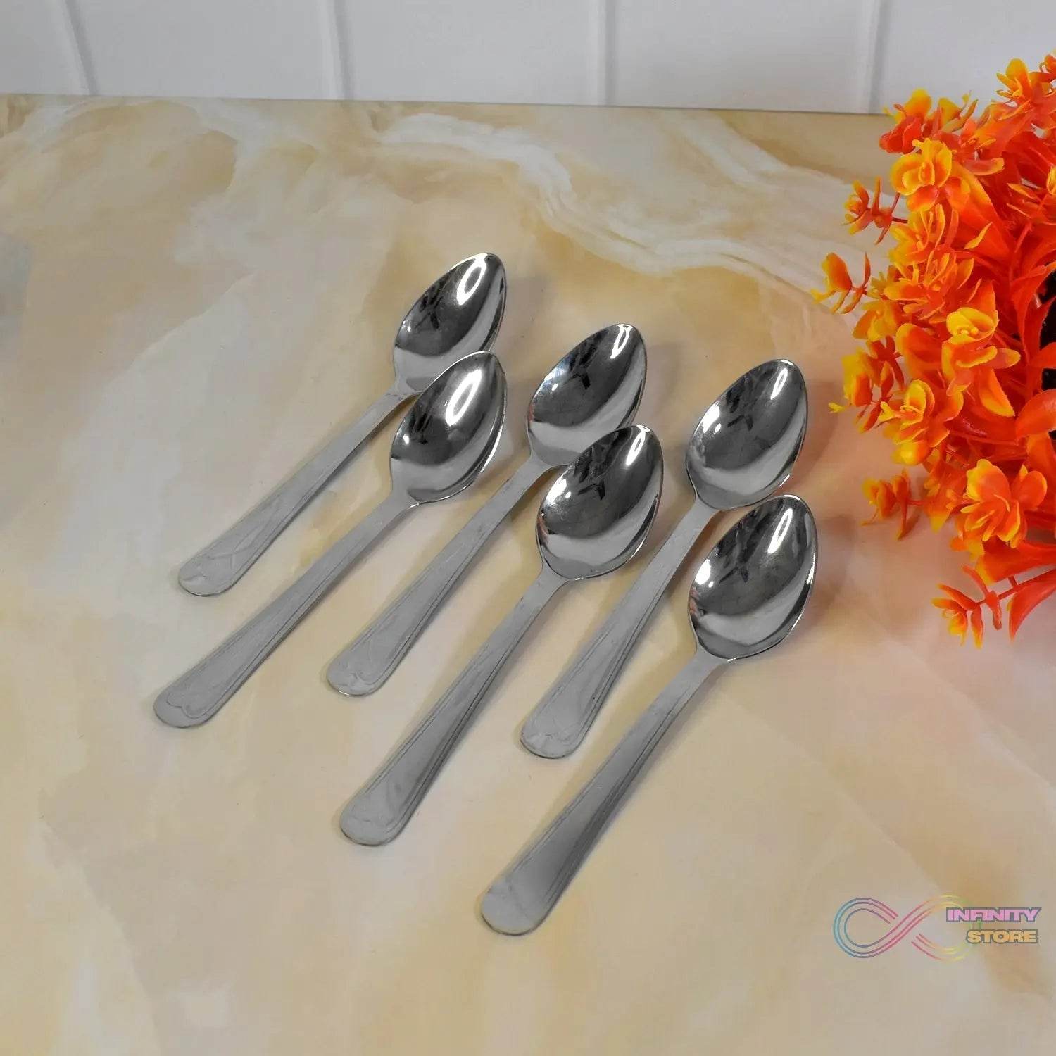 Big Dinner Spoons, 6 Pieces stainless Steel Table Spoon - infinityexculsivestore.com