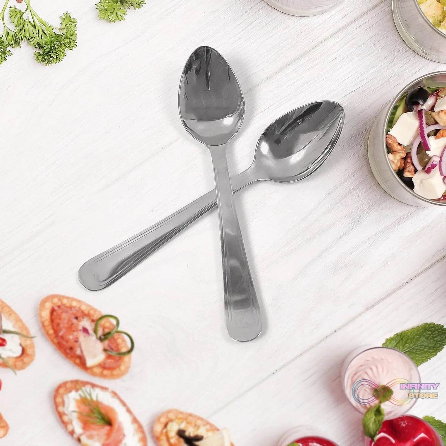 Big Dinner Spoons, 6 Pieces stainless Steel Table Spoon - infinityexculsivestore.com