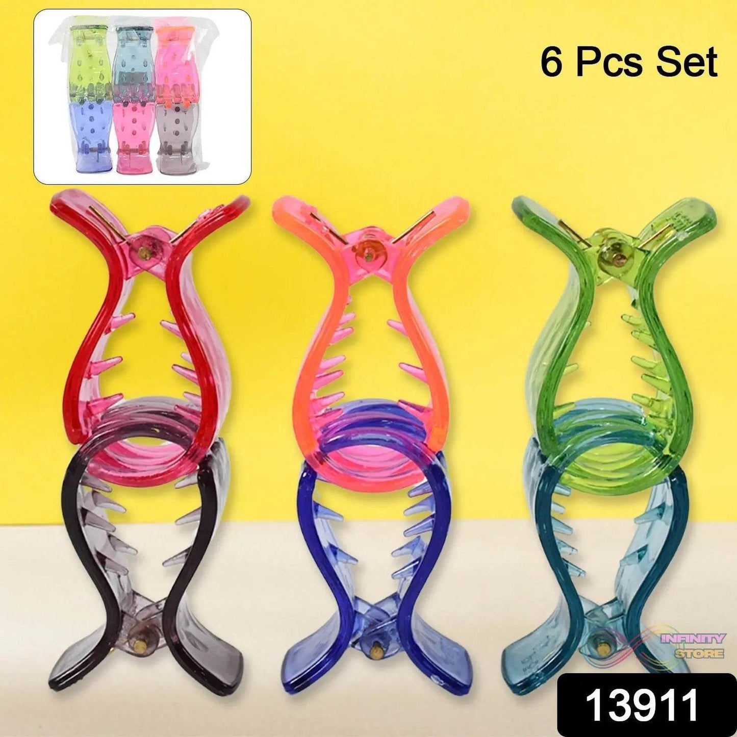 Big Hair Clips for Girls Kids Hair Accessories (6 Pcs Set / Transparent) - infinityexculsivestore.com