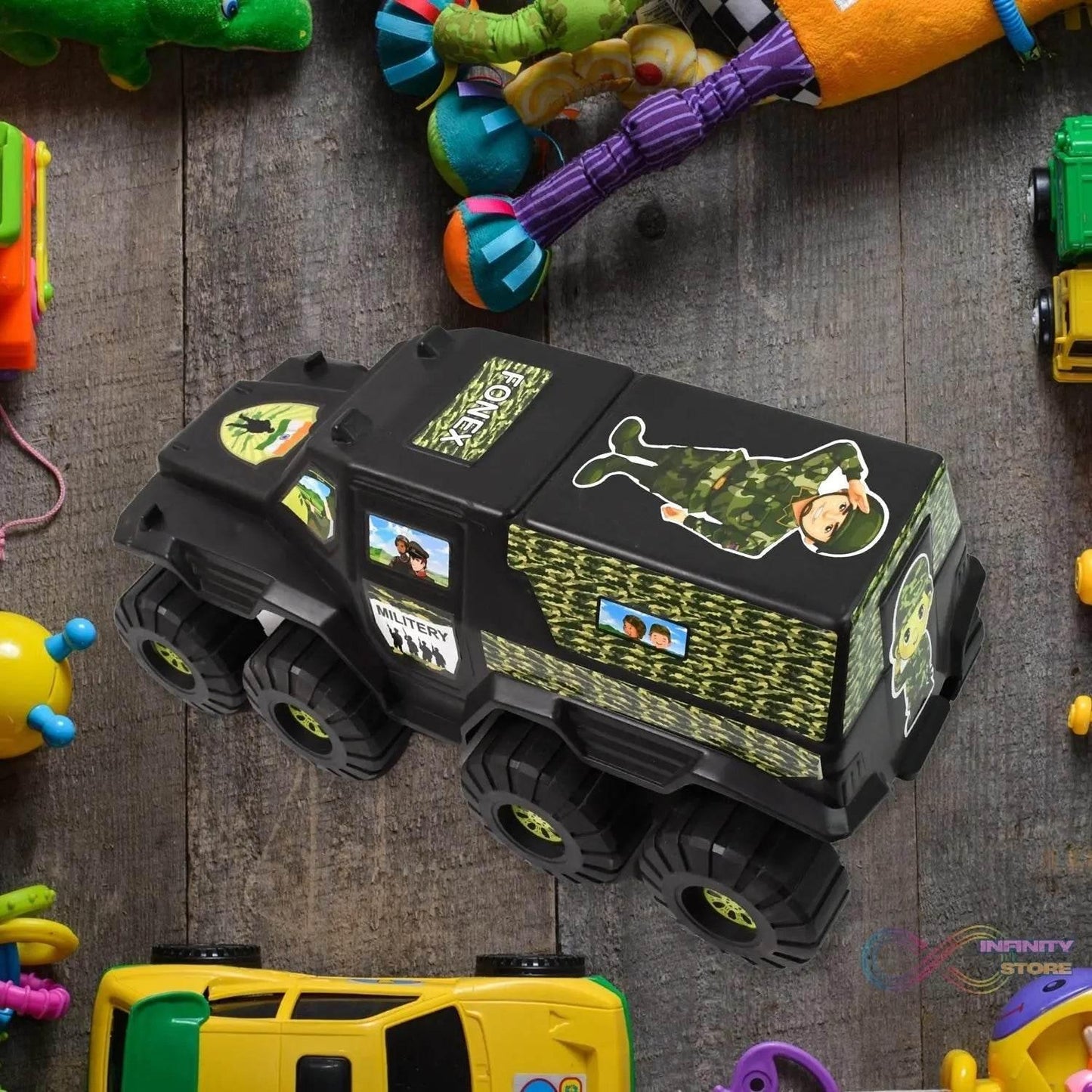 Big Military 8-Wheel Plastic Car Toy (1 Pc) - infinityexculsivestore.com