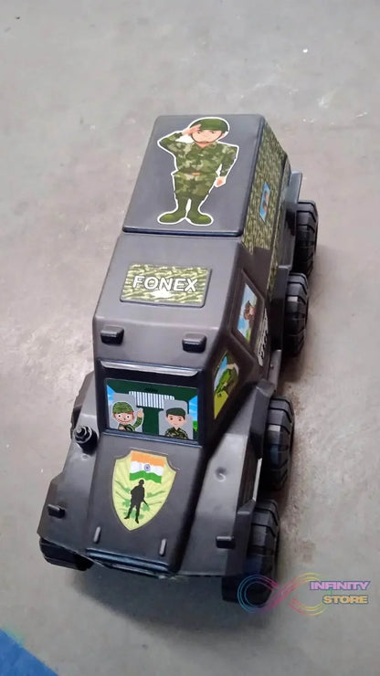 Big Military 8-Wheel Plastic Car Toy (1 Pc) - infinityexculsivestore.com