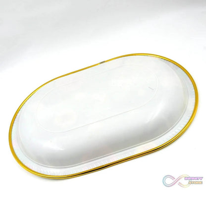 Big Plastic Flower Printed Design Serving Tray (1 Pc / 35 x 24 CM / Mix Color) - infinityexculsivestore.com