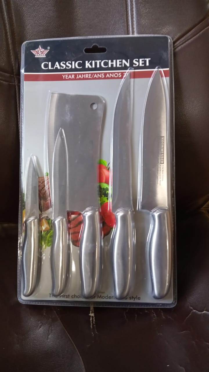 Big Size Professional Sharp Durable Quality Pack of 5 Kitchen Knives Set Basic Kitchen Tools-Stainless Steel Kitchen Gadgets (5 Pc Set) - infinityexculsivestore.com