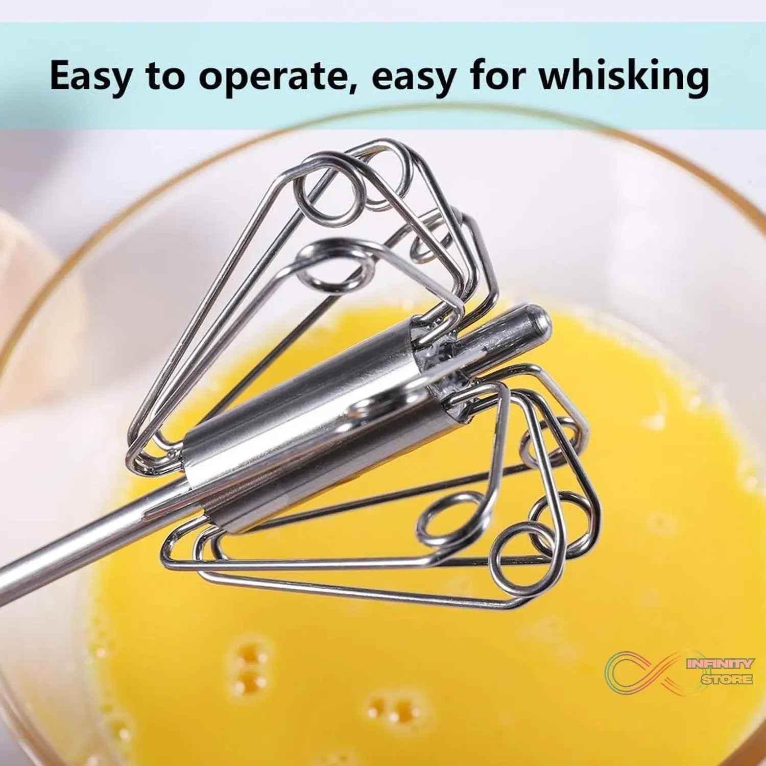 Big Stainless Steel Egg Whisk, Hand Push Rotary Whisk Blender (1 Pc / 35 Cm) - infinityexculsivestore.com