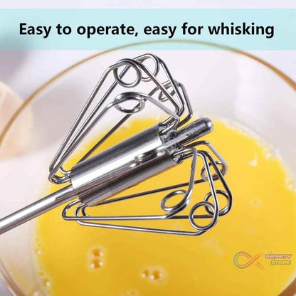 Big Stainless Steel Egg Whisk, Hand Push Rotary Whisk Blender (1 Pc / 35 Cm) - infinityexculsivestore.com