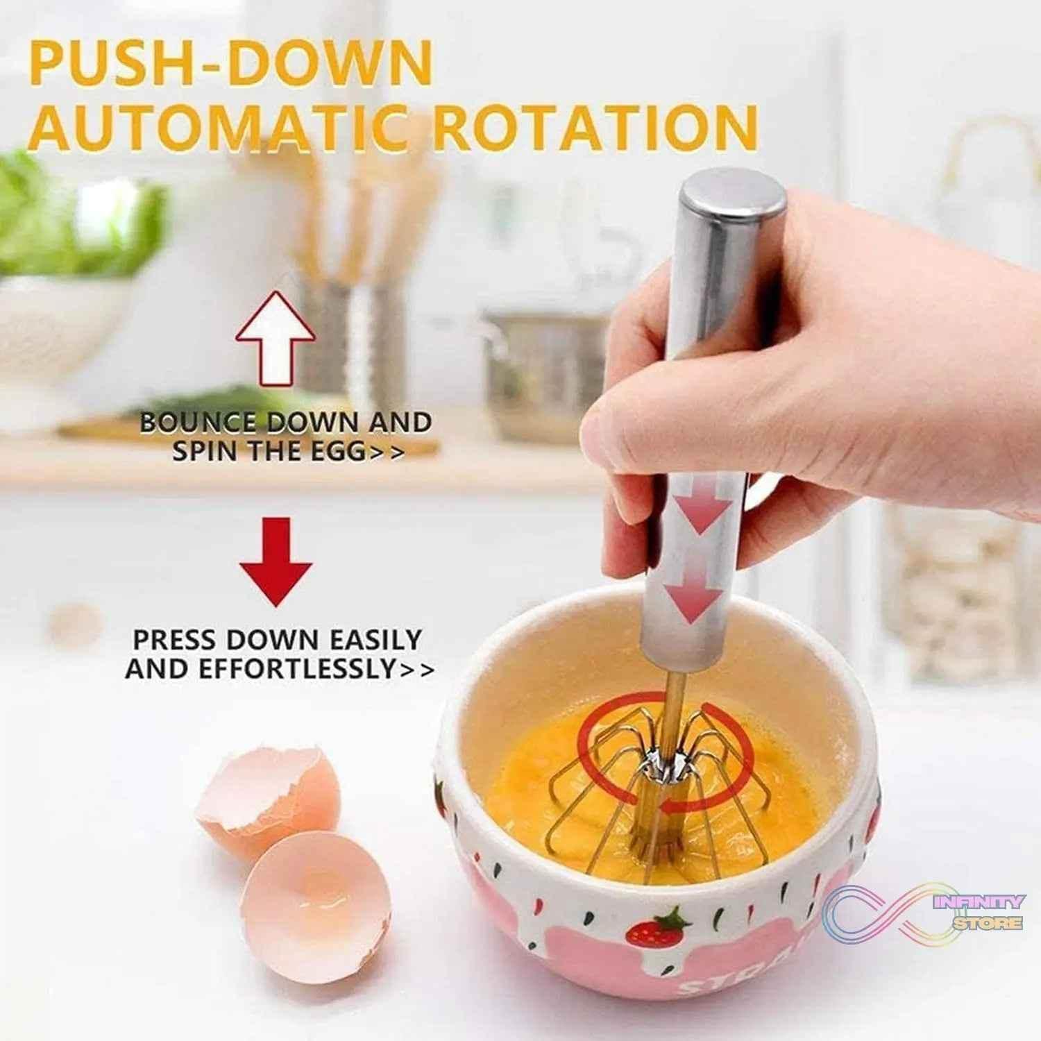 Big Stainless Steel Egg Whisk, Hand Push Rotary Whisk Blender (1 Pc / 35 Cm) - infinityexculsivestore.com