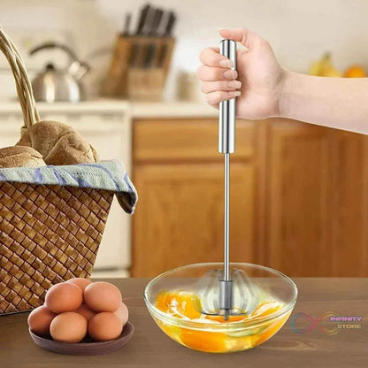 Big Stainless Steel Egg Whisk, Hand Push Rotary Whisk Blender (1 Pc / 35 Cm) - infinityexculsivestore.com